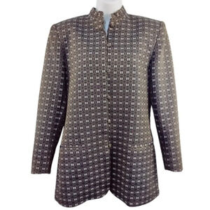 Doncaster Mandarin collar jacquard blazer jacket size 10